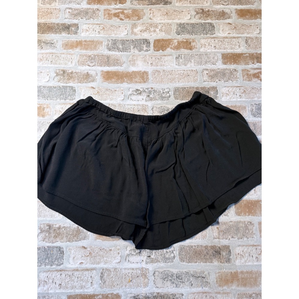 Knot Sisters Black Ruffle Mini Skort Large Viscose Elastic Waist KSSU16S01